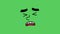 Animated face mark expressing regret on green background.