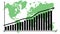 Animated financial growth chart with trend line graph. green world map with black bar chart. Growth bar chart of global economic.