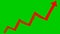 Animated financial growth chart with trend line graph. Red icon of arrow. Growth bar chart of economy.