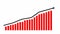 Animated financial red growth chart with trend line graph. Growth bar chart of economy