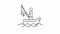 Animated fisherman in boat line icon