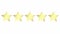 Animated five golden stars customer product rating review isolated on the white background