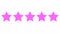 Animated five pink stars customer product rating review. Vector flat illustration