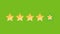Animated five star rating on green background. 5 stars rating of your product.