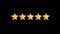 Animated Five Stars Rating On Transparent alpha background.