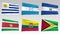 Animated flags from America collection with alpha channel, Uruguay, Honduras, Salvador, Suriname, Ecuador, Guyana