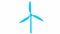 Animated flat ecology icon. blue symbol of wind power plant. Blades are spinning. Concept of renewable energy, green technology,