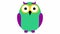 Animated funny green owl. Looped video.