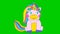 Animated funny rainbow unicorn sits. Looped video.