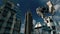 Animated futuristic scifi space scene with impressive space station. 4K