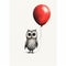 Animated Gif Of Owl Holding Red Balloon In Traditional Animation Style