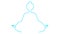 Animated girl is doing yoga sitting in lotus position. Linear blue icon of woman meditates. Line is drawn gradually appearing.