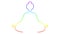 Animated girl is doing yoga sitting in lotus position. Linear colorful icon of woman meditates. Line is drawn gradually appearing.