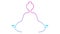Animated girl is doing yoga sitting in lotus position. Linear pink blue icon of woman meditates.
