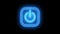 Animated glowing neon light power on/of icon. Glowing blue color power symbol.