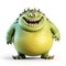 Animated Green Monster: A Cartoon-like Character With Distinctive Teeth