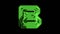 Animated green neon glowing alphabet letter B as circuit board style