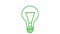 Animated green symbol of lightbulb. Concept of idea and creative. Looped video. Line vector illustration
