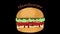 Animated hamburger on a blank background. Hamburger in cartoon style.