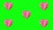 Animated hearts isolated on green screen background