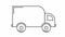 Animated icon of delivery car. Black linear truck rides. Concept of delivery, moving, logistic, trucking, shipping. Looped video.