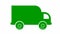 Animated icon of delivery car. Green truck rides. Concept of electric car, delivery, logistic, trucking, shipping. Looped video.