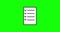 Animated Icon of the list with text and check marks isolated on green background. Office, list, to-do list, plan or