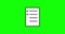 Animated Icon of the list with text and check marks isolated on green background. Office, list, to-do list, plan or