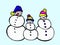 Animated illustration snowman family. Handmade