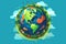 animated ilustration of earth day concept with glass globe AI generated illustration