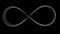 Animated infinity symbol with blue glow. Abstract Neon Glowing Infinity. On a black background