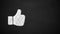 Animated LIKE button on black chalkboard thumb up
