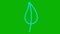 Animated linear blue leaf. Icon of plant. Symbol is drawn gradually. Concept of organic food, ecology, agronomy, harvest.