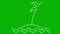 Animated linear icon of two trees of palm on island with waves. Concept of tourism, travel, vacation.