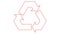 Animated linear red ecology icon is drawn. Line symbol of recycle. Concept of green technology, recycling, reuse,