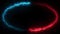 Animated loopable ring of two colors energy beams - red and blue