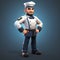 Animated Male Character In Uniform: Matte Photo Style With Soft Gradients