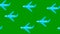 Animated many blue airplanes flying in the sky from right to left. Symbol of plane. Concept of travel. Looped video
