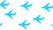 Animated many blue airplanes flying in the sky from right to left. Symbol of plane. Concept of travel. Looped video.