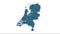 Animated Map of Netherlands in blue on a white background. Motion design