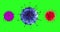 Animated model of a virus on green background. Epidemic Covid-19