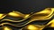 Animated modern illustration of a realistic wavy banner in black and gold with waves or curved lines of yellow golden