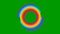 Animated multicolor rainbow circle appears on green background. Bright flat vector illustration