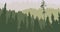 Animated natural green gradation forest and tall trees background