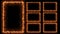 Animated neon frame for inscriptions and titles of a golden fiery color with a pattern on a black background. computer