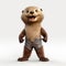 Animated Otter In Photorealistic Rendering: Detailed Character Expressions And Playful Caricature