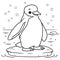 Animated penguin line drawing for coloring