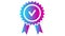 Animated pink blue quality mark. Approved or certified icon in a flat design.
