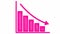 Animated pink recession chart of financial decline with a trend line chart. Concept of economic crisis, recession, inflation.