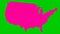 Animated pink USA map. United states of america.